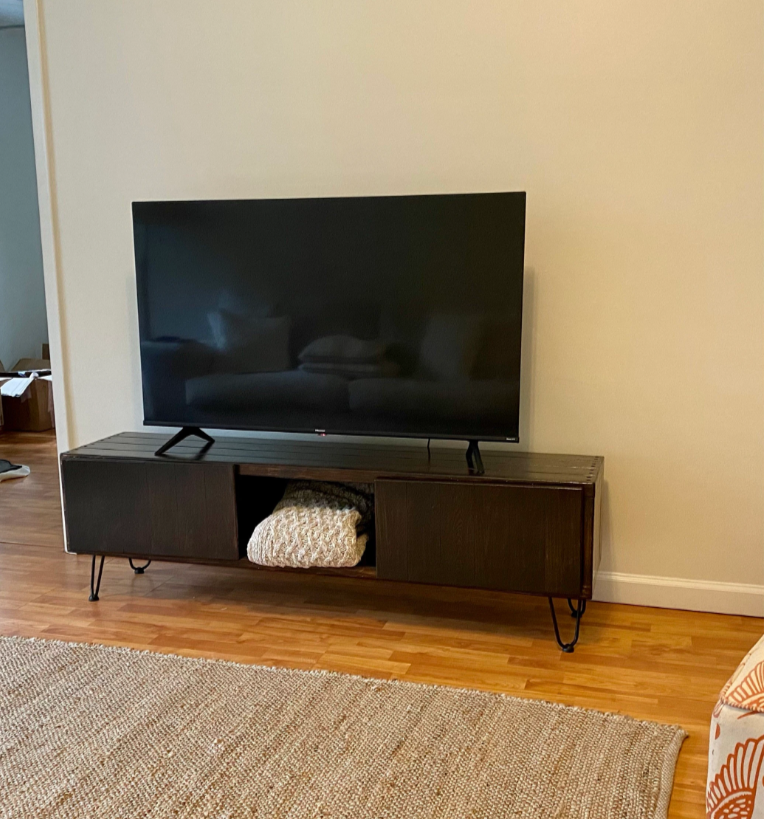 Handcrafted Wood TV Stand with Soft-Close Doors