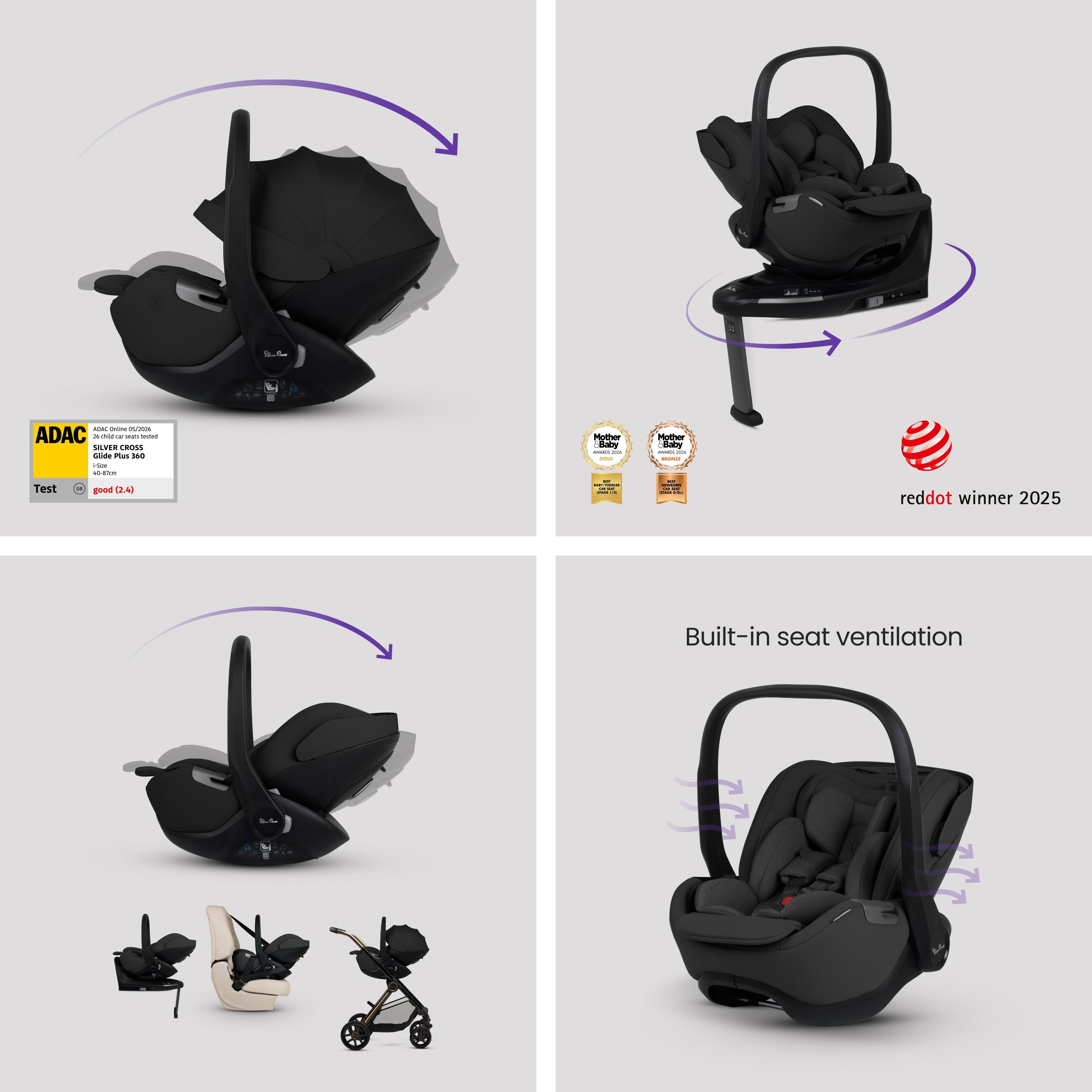 Reef 2 SPECIAL EDITION Espresso Travel System Ultimate 360 Iconic Black Infant Carrier Bundle (11 piece)