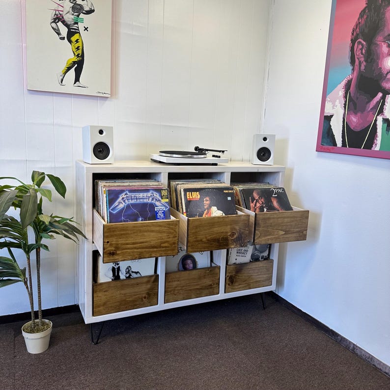 6-Pack Vinyl Record Storage with Drawers