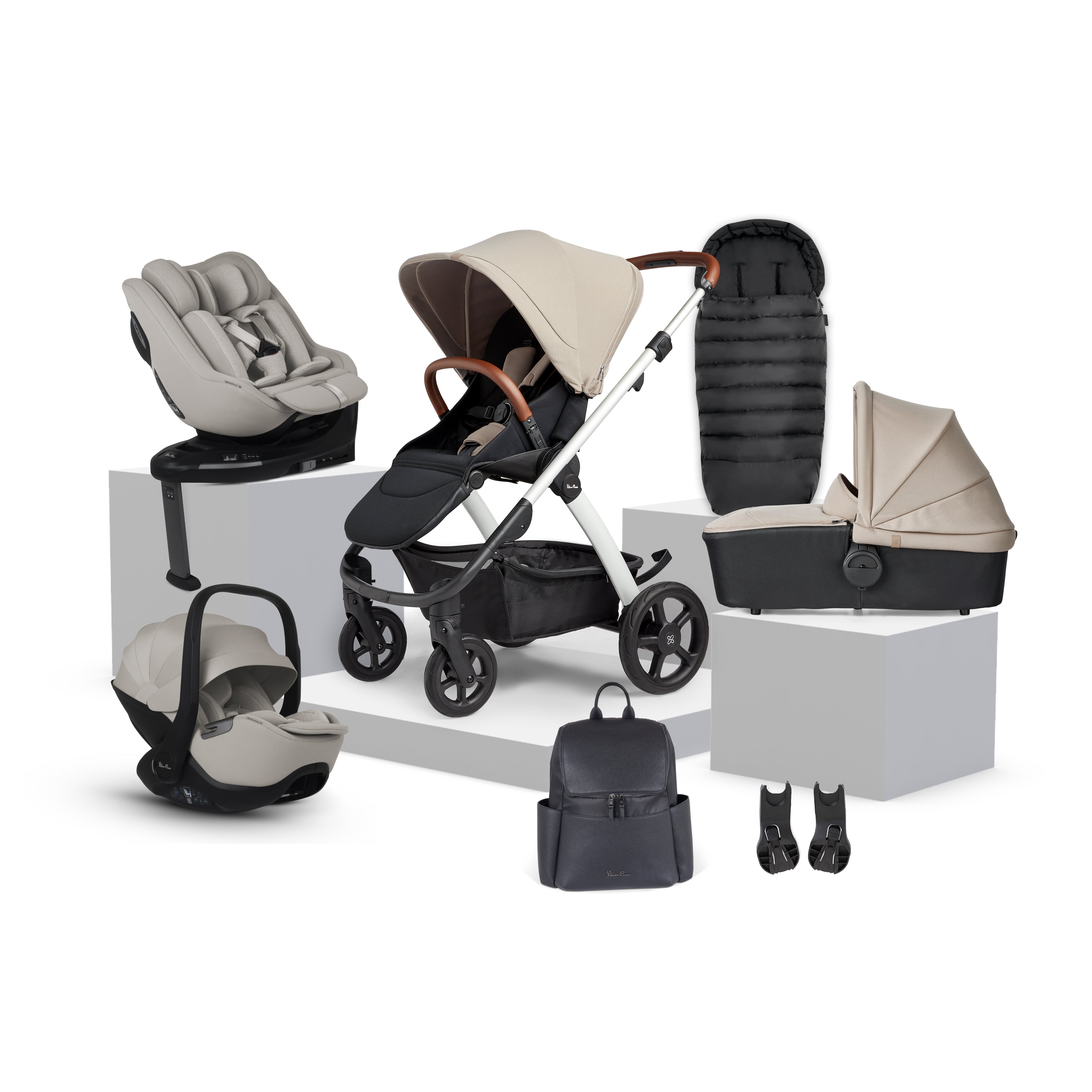 Tide Stone Travel System Ultimate 360 Natural Taupe Family Car Seat Bundle (10 piece)