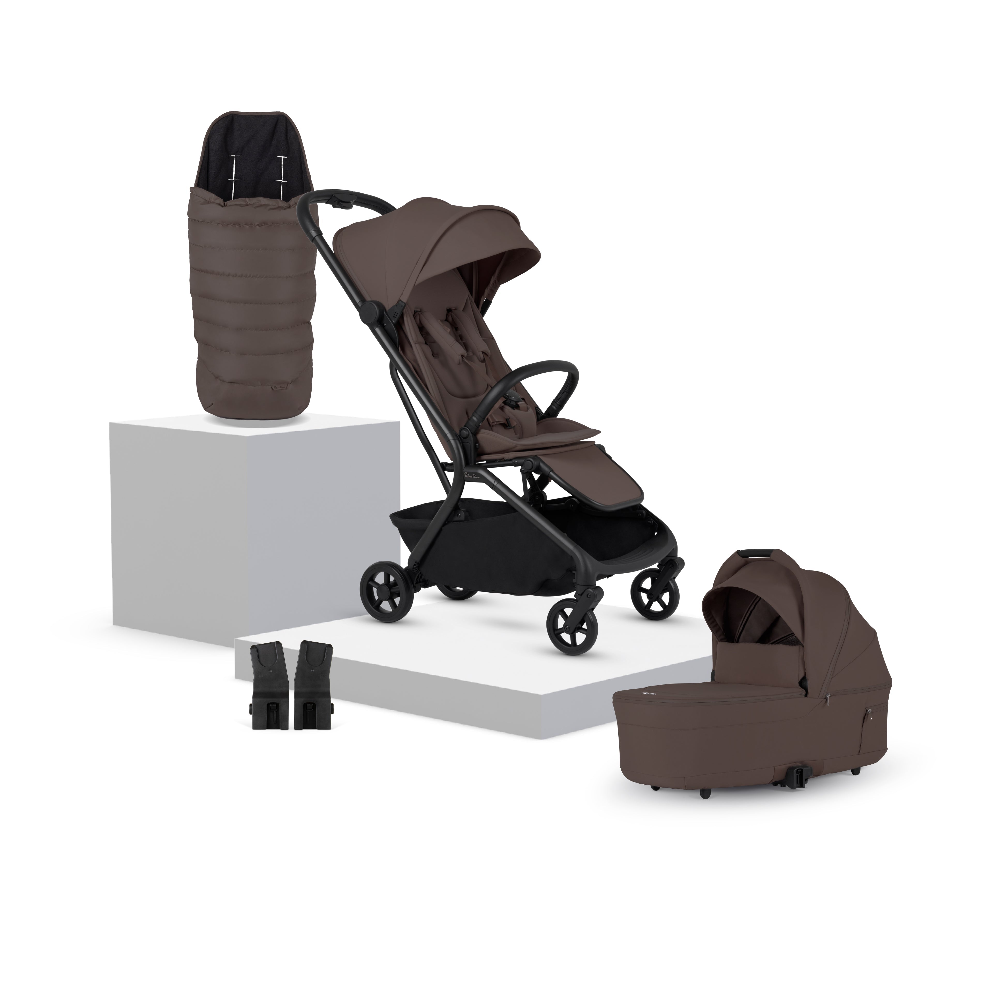 Nia Chocolate Compact Travel Stroller with Carrycot (6 Piece)