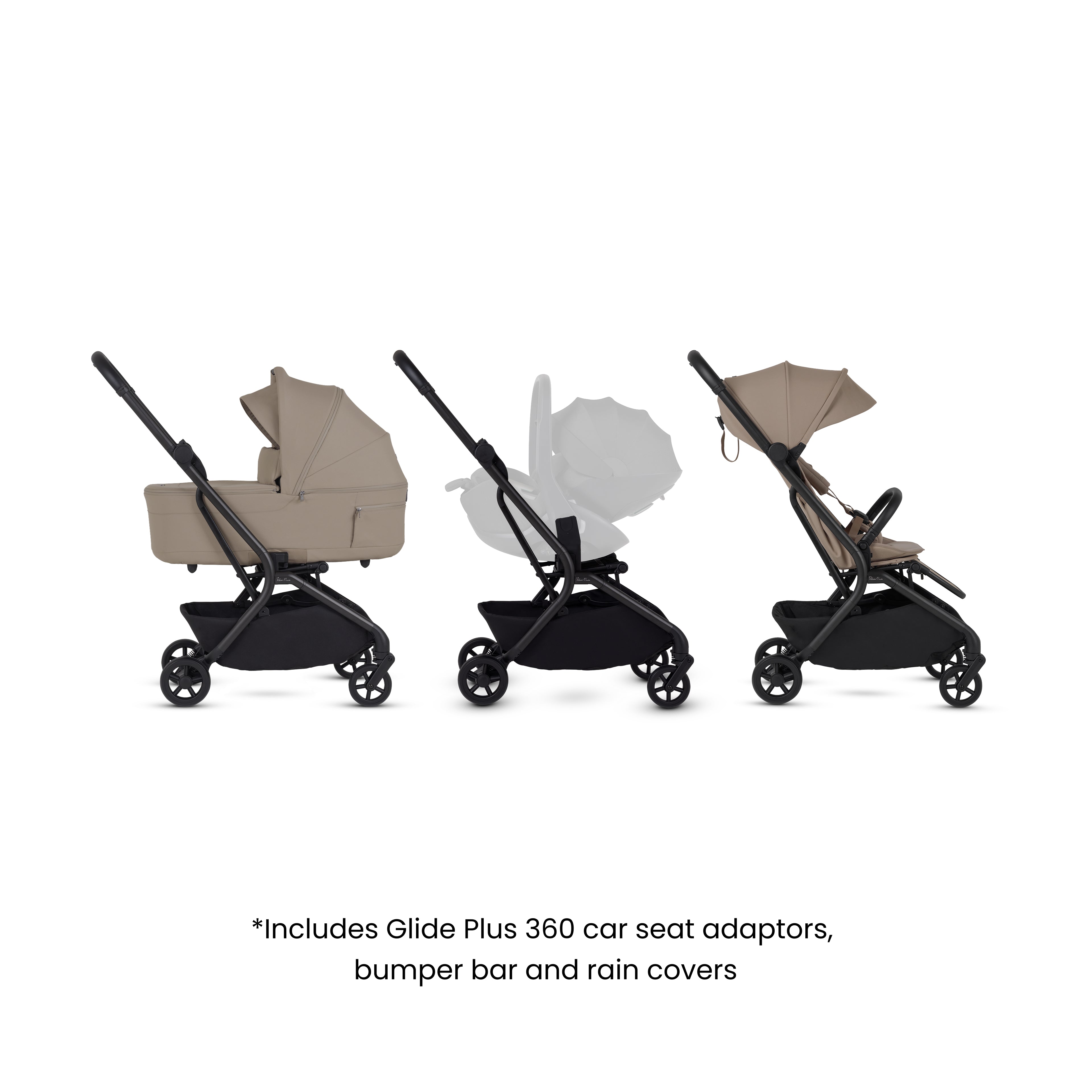 Nia Champagne Compact Travel Stroller with Carrycot (6 Piece)