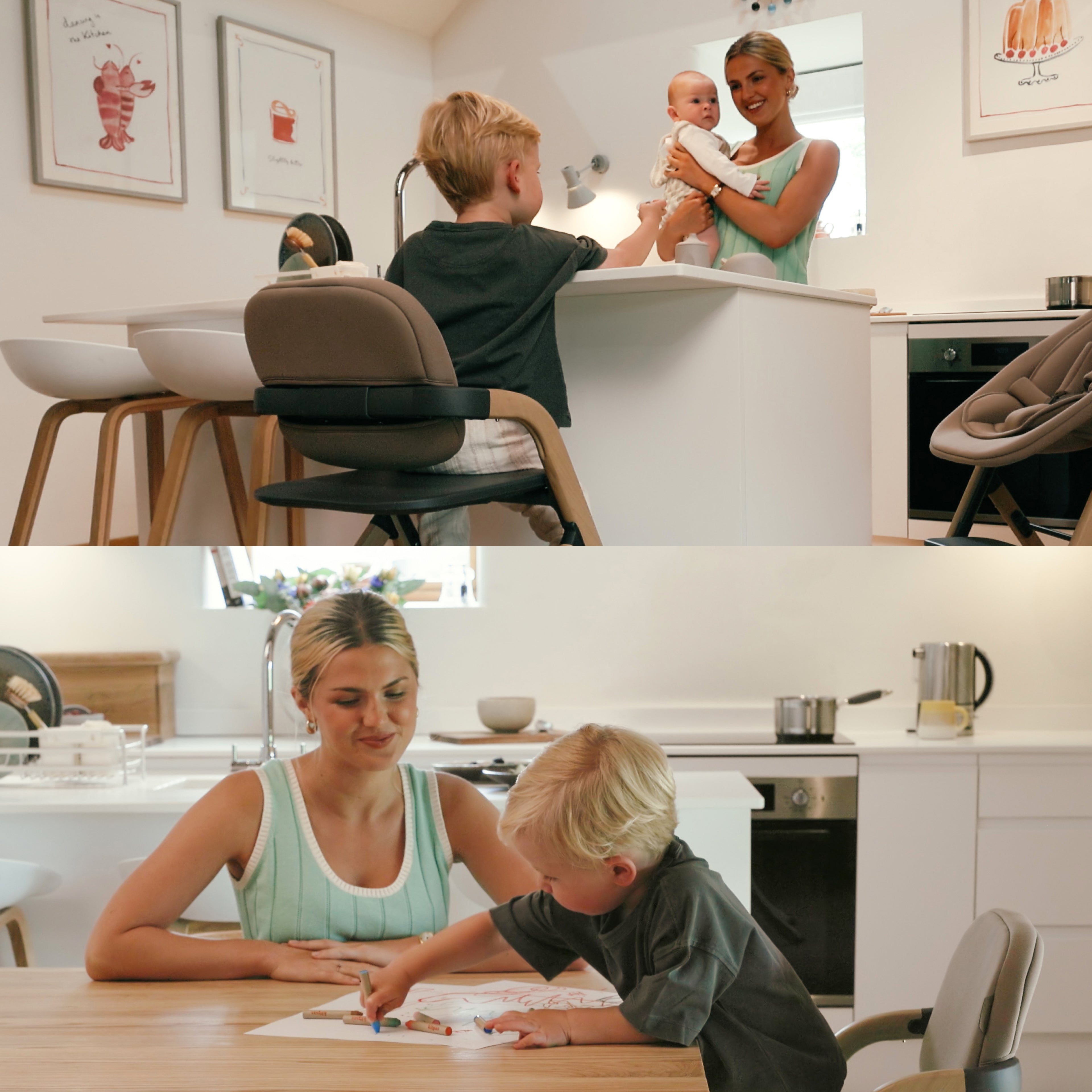 Nest & Nurture Highchair and Bouncer Bundle Biscuit