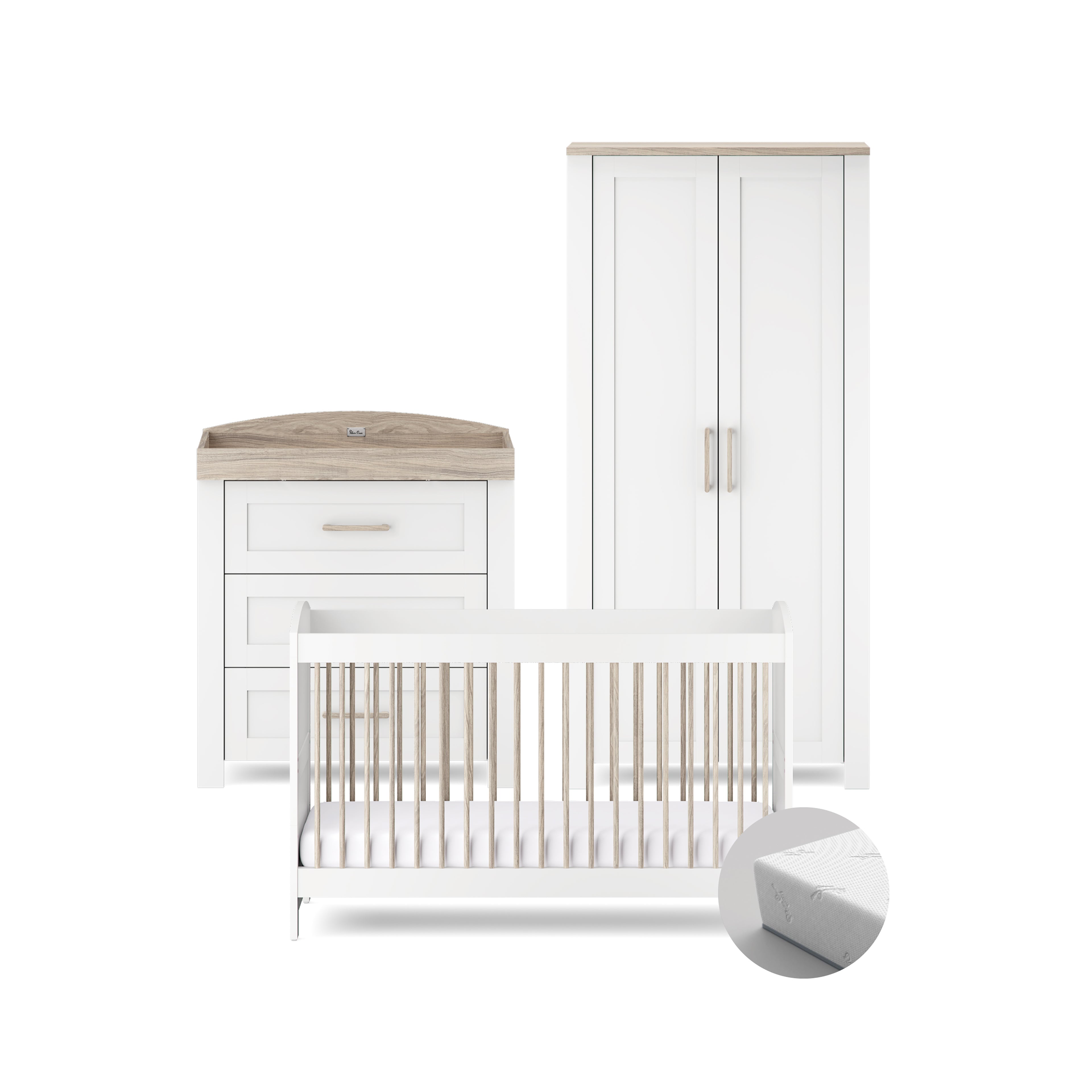Valencia 3 Piece Nursery Room Set With Mattress