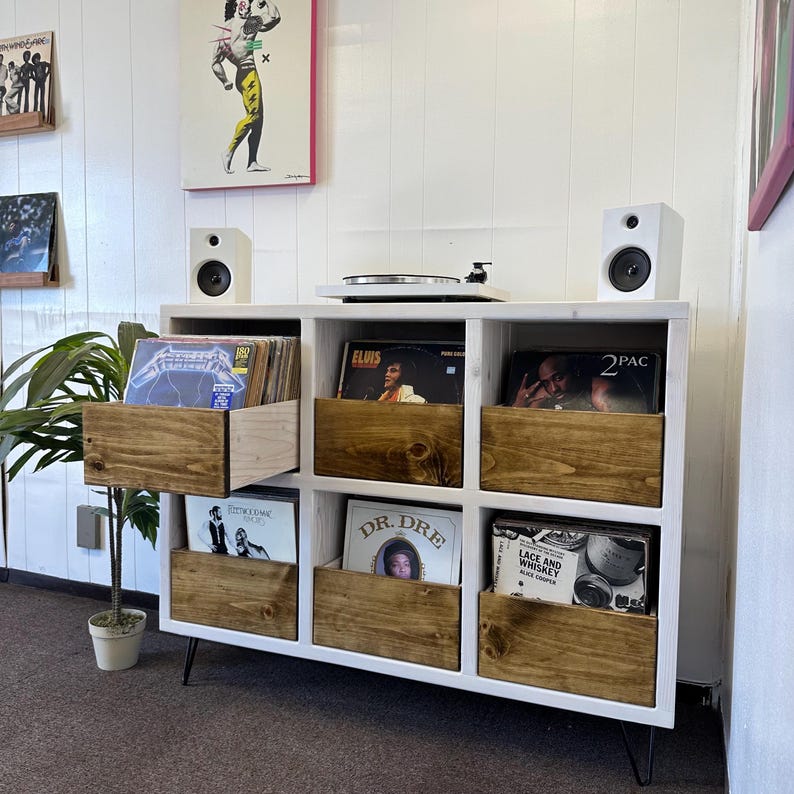 6-Pack Vinyl Record Storage with Drawers