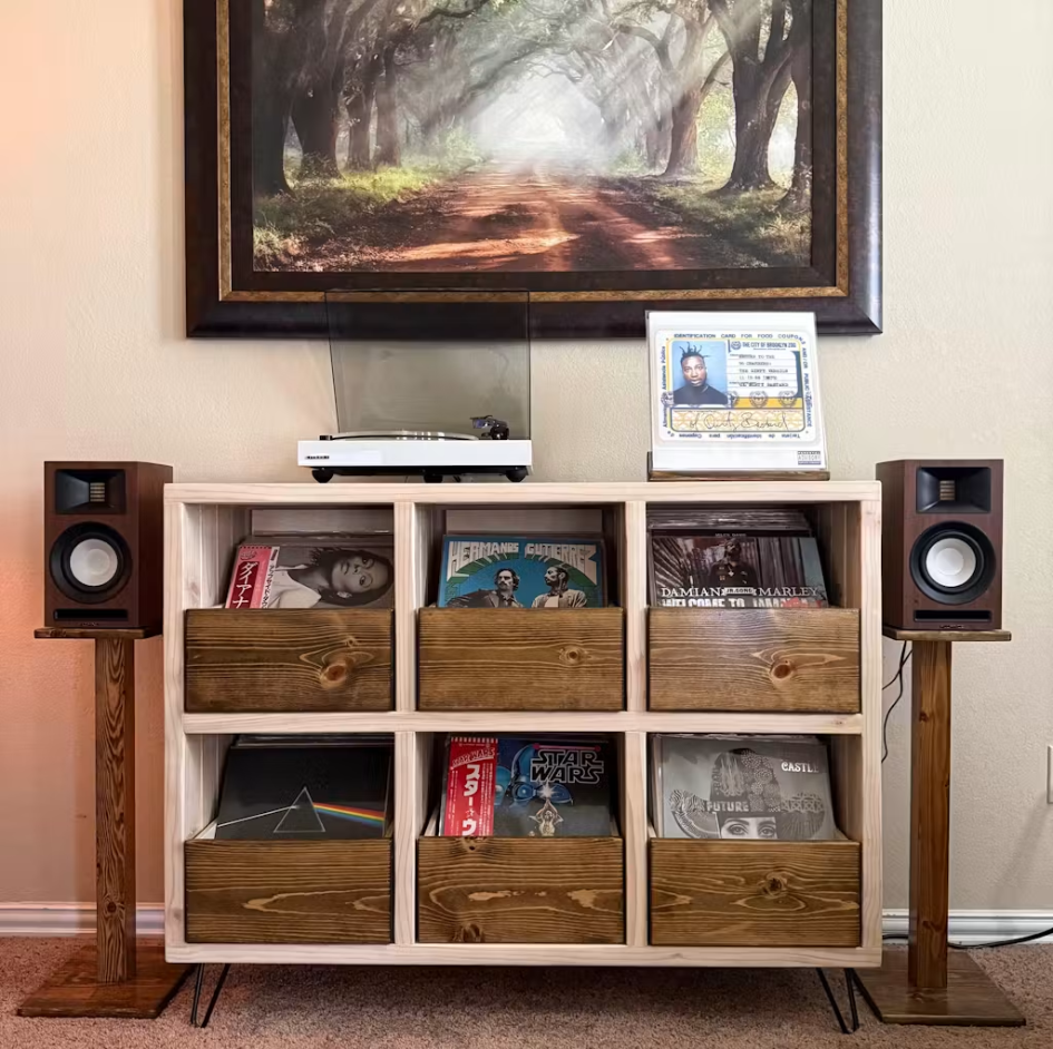 6-Pack Vinyl Record Storage with Drawers