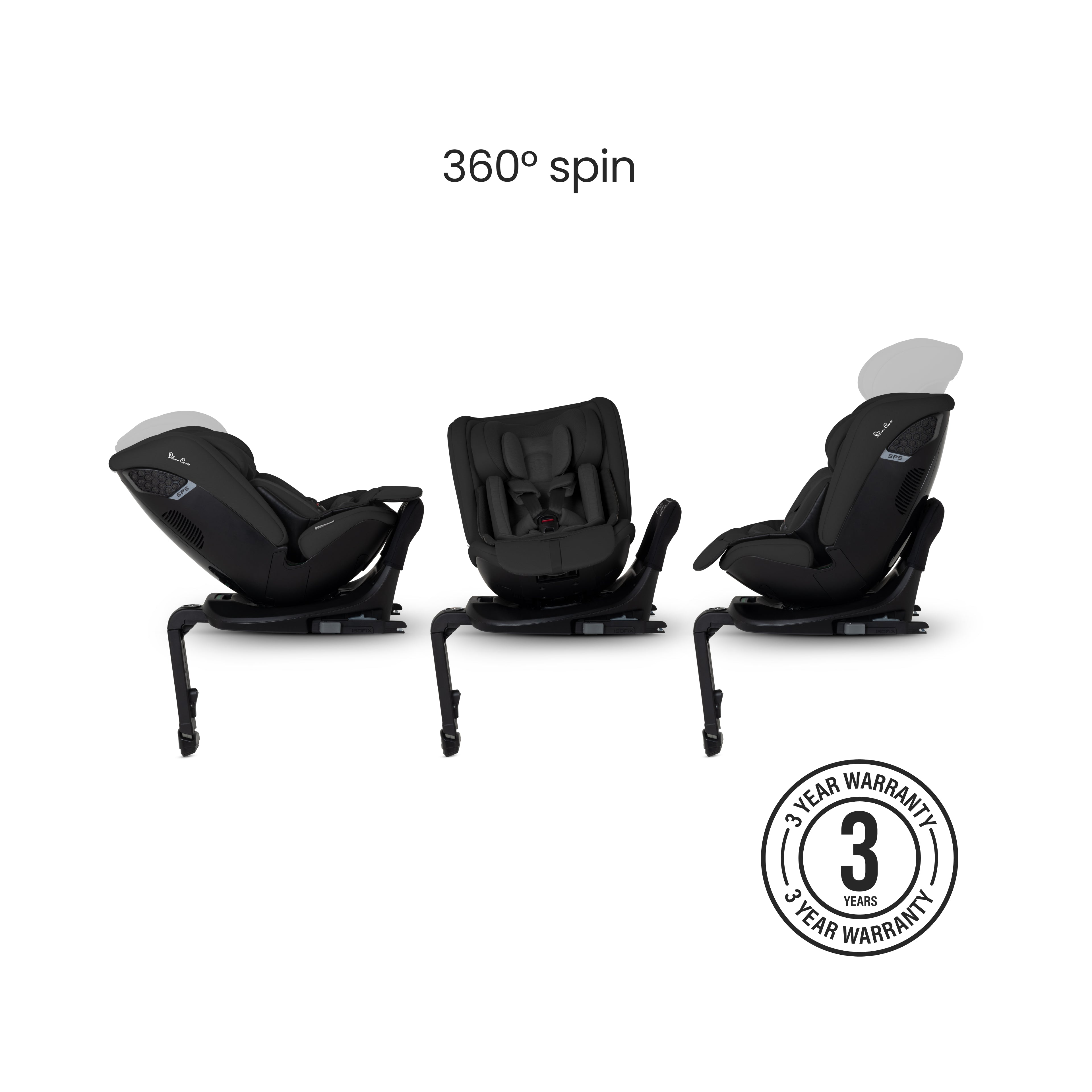 Motion 3 All Size 360 Rotating Car Seat Iconic Black