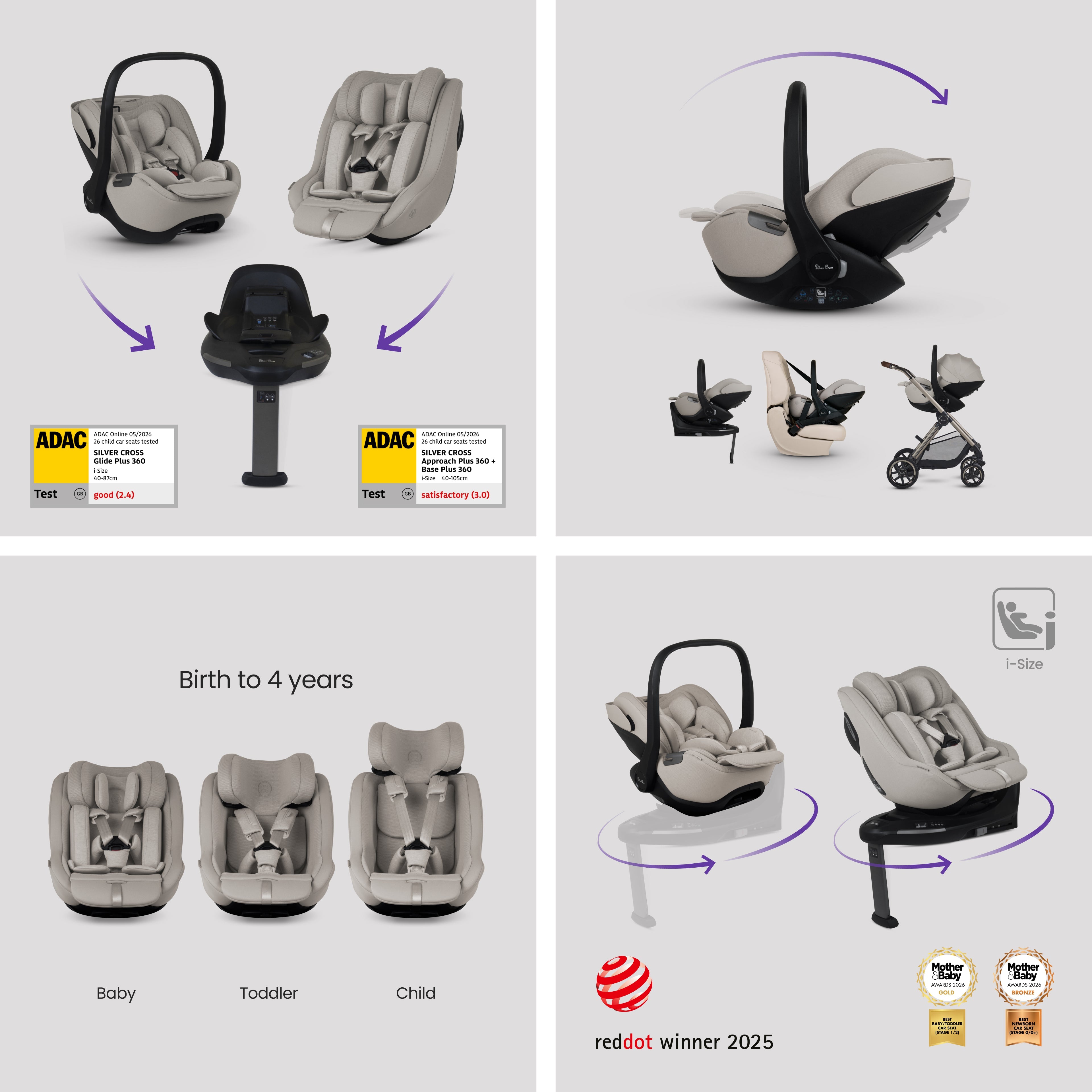 Reef 2 SPECIAL EDITION Frappe Travel System Ultimate 360 Natural Taupe Family Car Seat Bundle (12 piece)