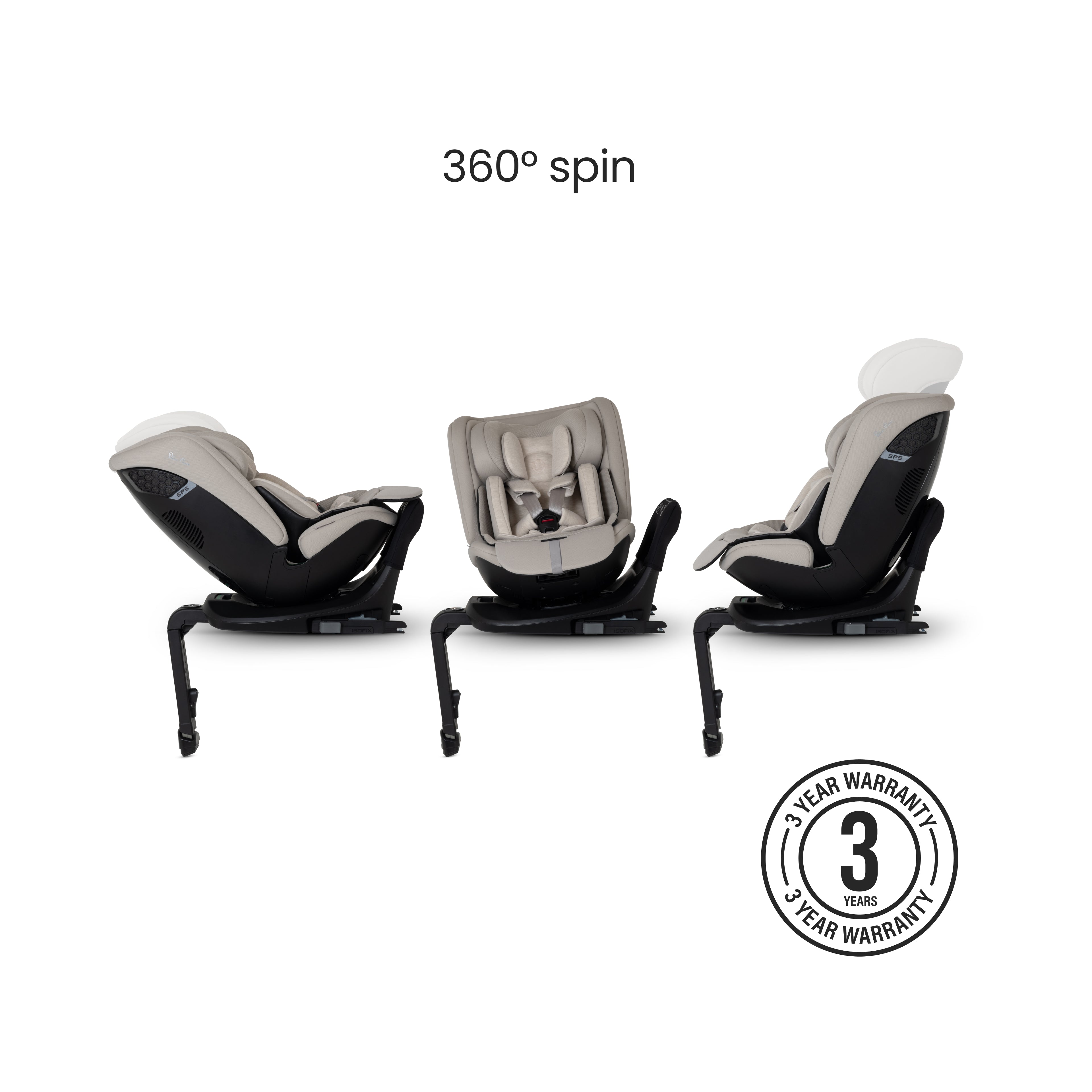 Motion 3 All Size 360 Rotating Car Seat Natural Taupe