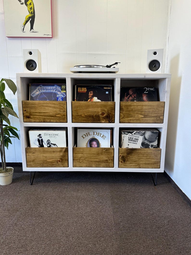 6-Pack Vinyl Record Storage with Drawers