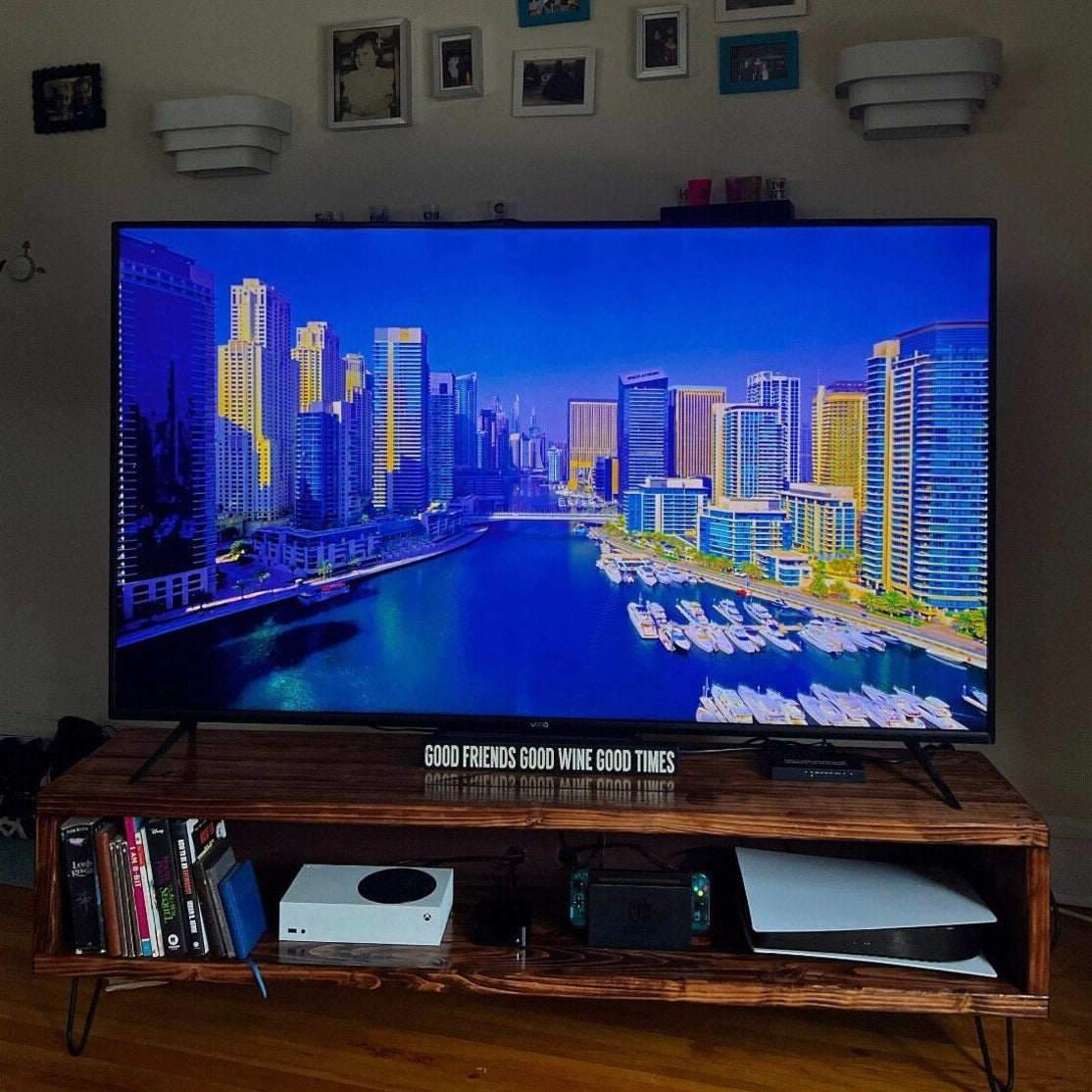 Handcrafted Wood TV Stand & Entertainment Center with DVD Storage