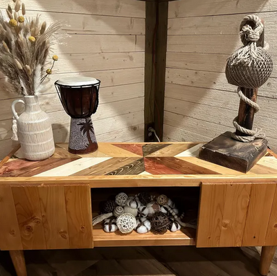Handcrafted Wood TV Stand with Soft-Close Doors