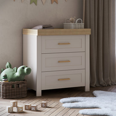 Seville 3 Piece Nursery Set with Convertible Cot to Toddler Bed, Dresser & Wardrobe