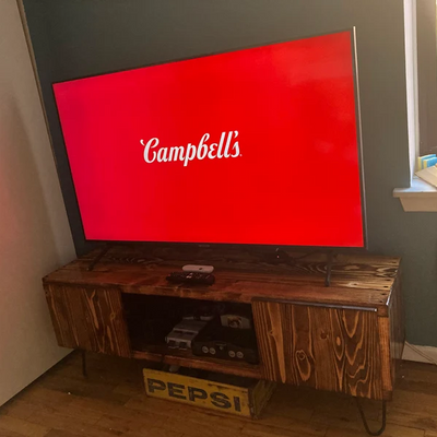 Handcrafted Wood TV Stand with Soft-Close Doors