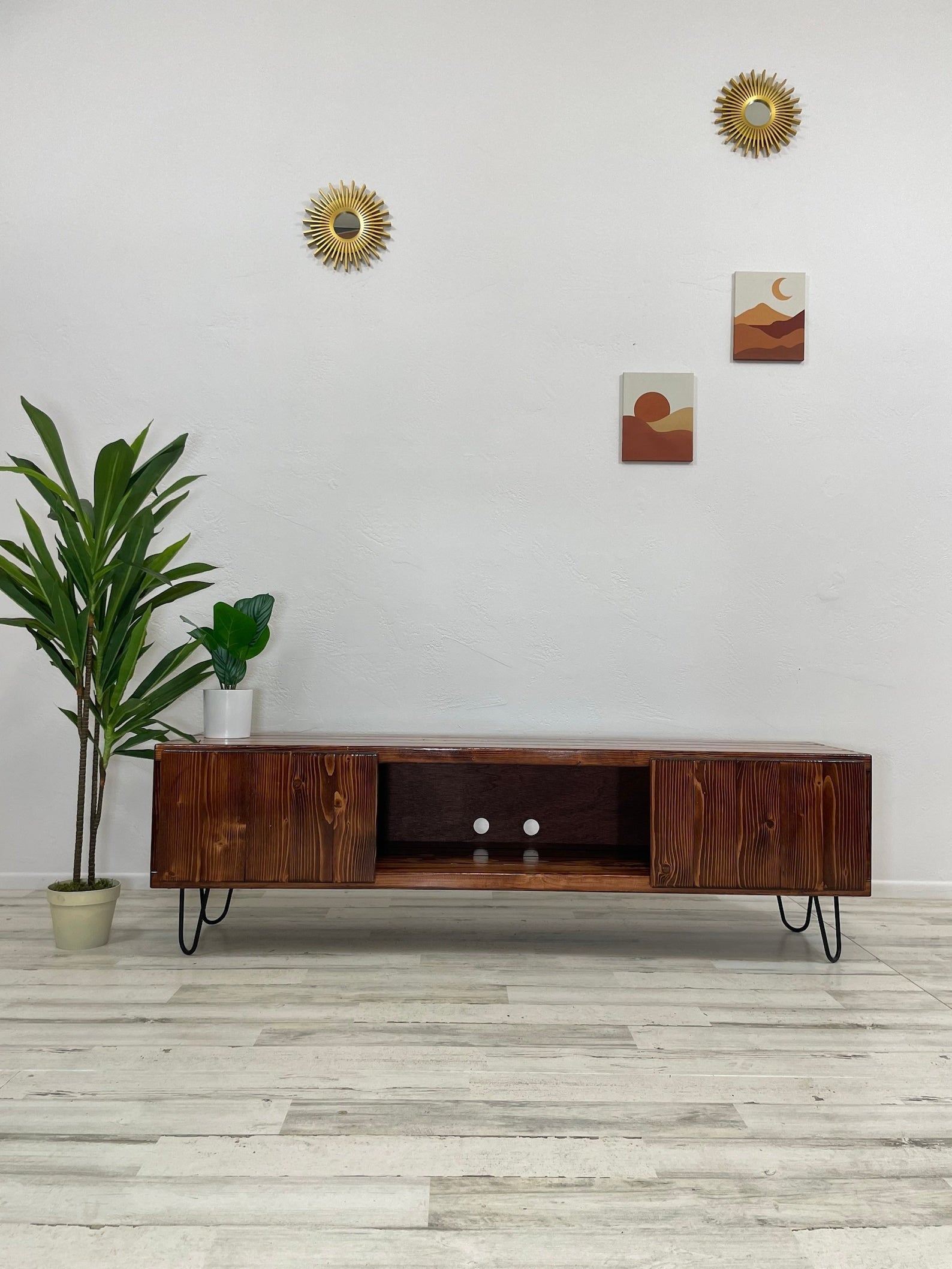 Handcrafted Wood TV Stand with Soft-Close Doors