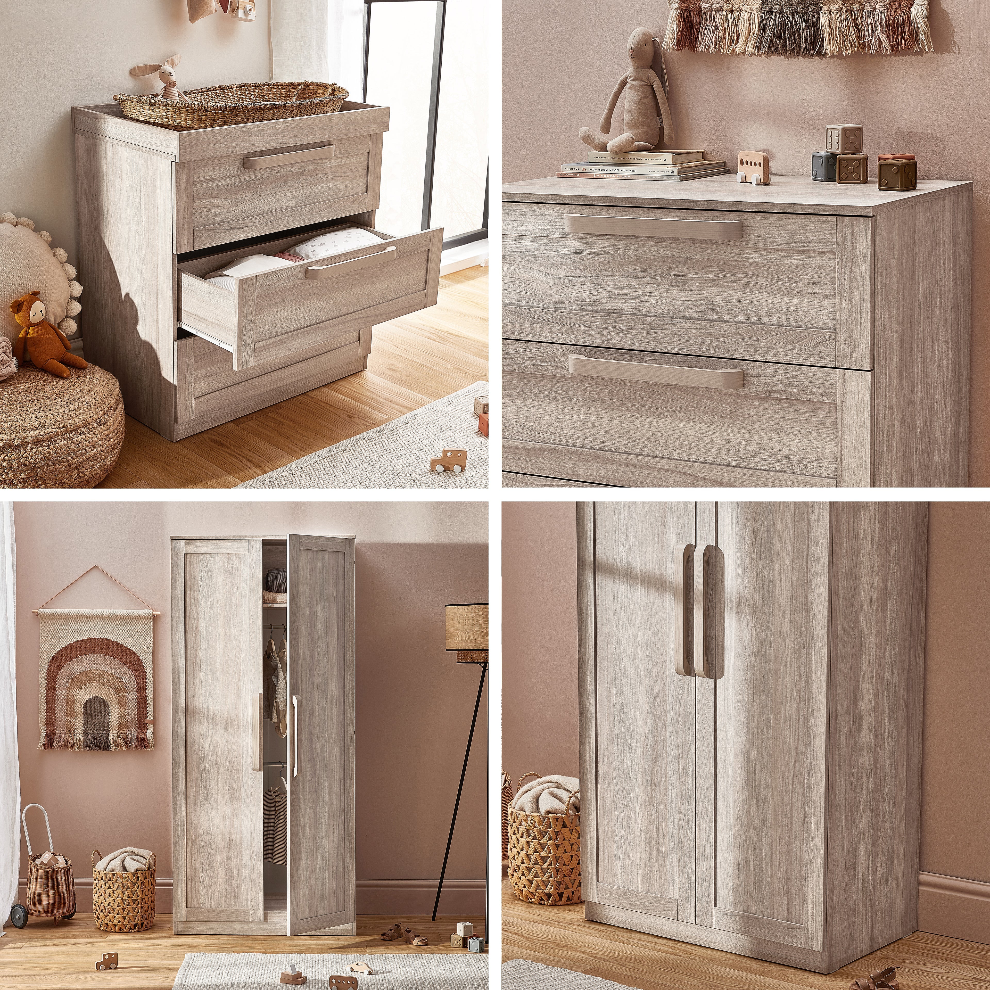 Bromley Oak 3 Piece Nursery Room Set With Mattress