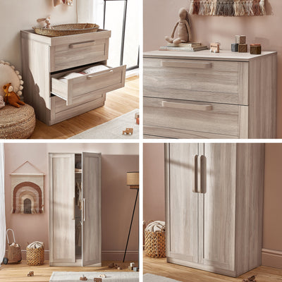 Bromley Oak 3 Piece Nursery Room Set With Mattress
