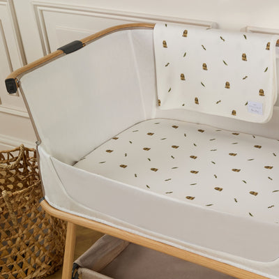 Lunar Bedside Crib Oatmeal New Arrival Bundle - Bunny Print