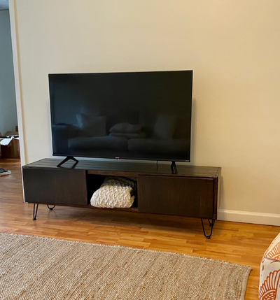 Handcrafted Wood TV Stand with Soft-Close Doors