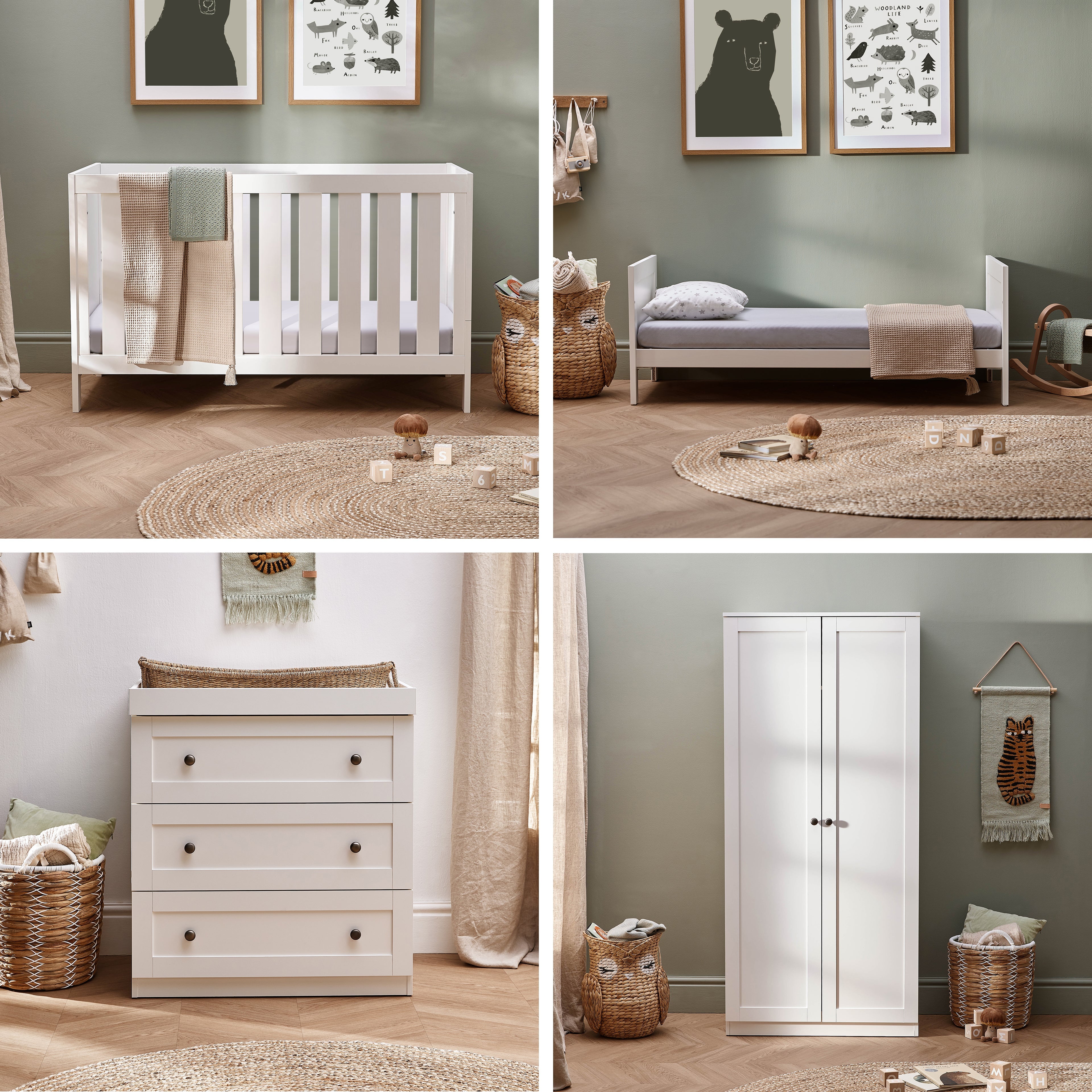 Bromley White 3 Piece Nursery Room Set With Mattress
