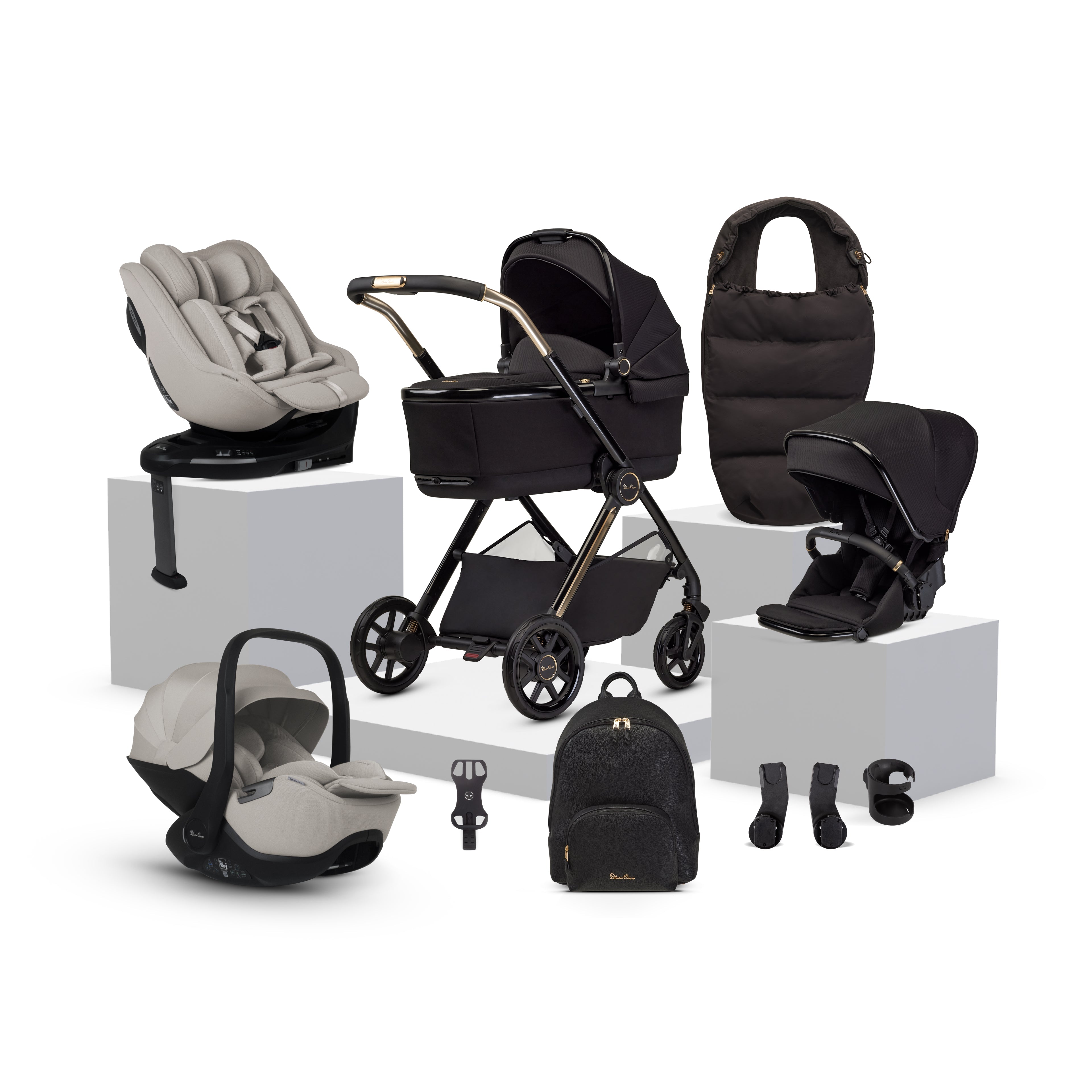 Reef 2 SPECIAL EDITION Espresso Travel System Ultimate 360 Natural Taupe Family Car Seat Bundle (12 piece)