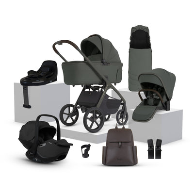 Cove 2 Pewter Travel System Ultimate 360 Infant Carrier Iconic Black Bundle (10 piece)