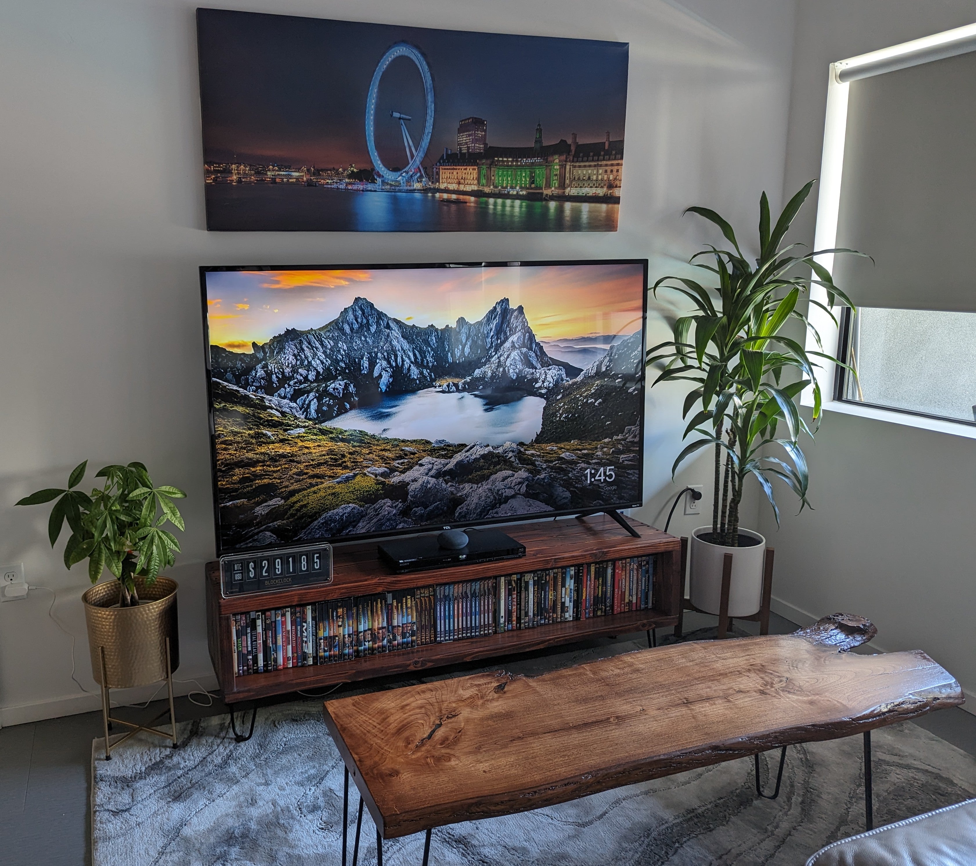 Handcrafted Wood TV Stand & Entertainment Center with DVD Storage