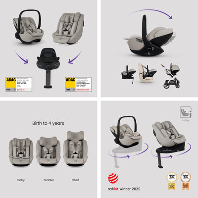 Tide Stone Travel System Ultimate 360 Natural Taupe Family Car Seat Bundle (10 piece)