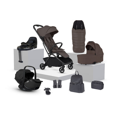 Nia Chocolate Compact Travel System with Accessory Pack Iconic Black (12 Piece)