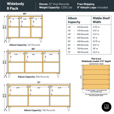 6Pack "Widebody" Vinyl Record Storage