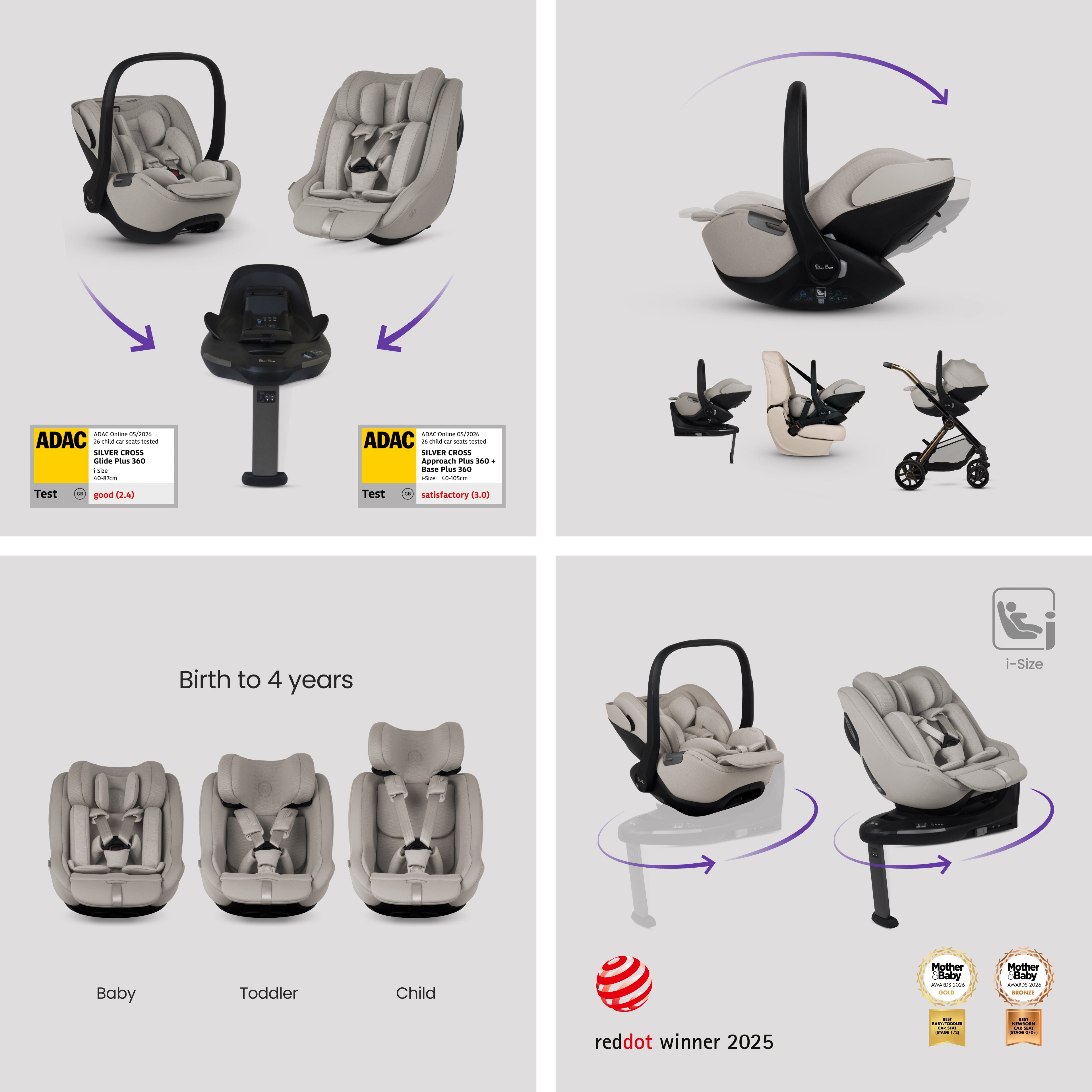 Reef 2 SPECIAL EDITION Espresso Travel System Ultimate 360 Natural Taupe Family Car Seat Bundle (12 piece)