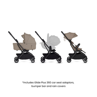 Nia Champagne Compact Travel Stroller with Carrycot (6 Piece)