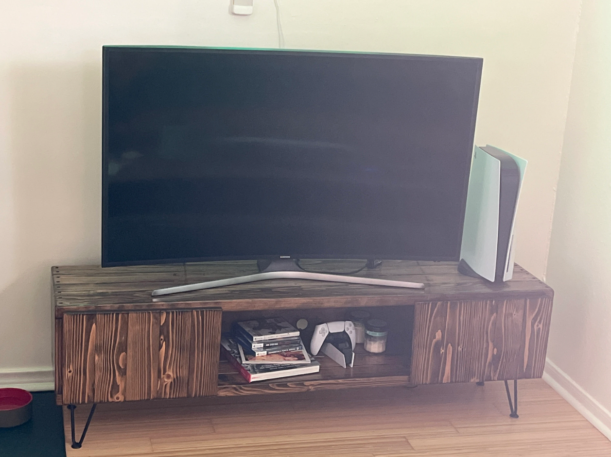 Handcrafted Wood TV Stand with Soft-Close Doors