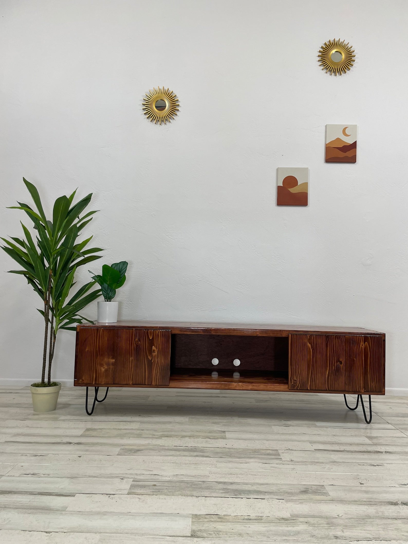 Handcrafted Wood TV Stand with Soft-Close Doors