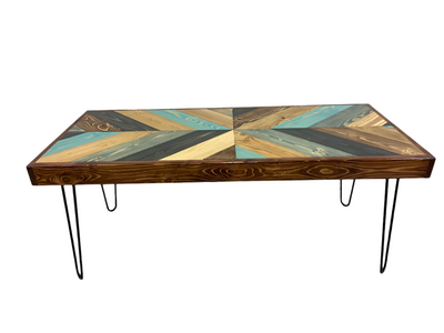 "I Got The Blues" Colliding Chevron Coffee Table