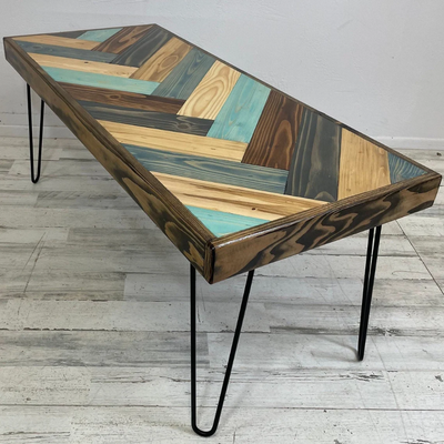 "I Got The Blues" Herringbone Coffee Table