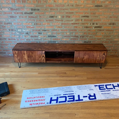 Handcrafted Wood TV Stand with Soft-Close Doors