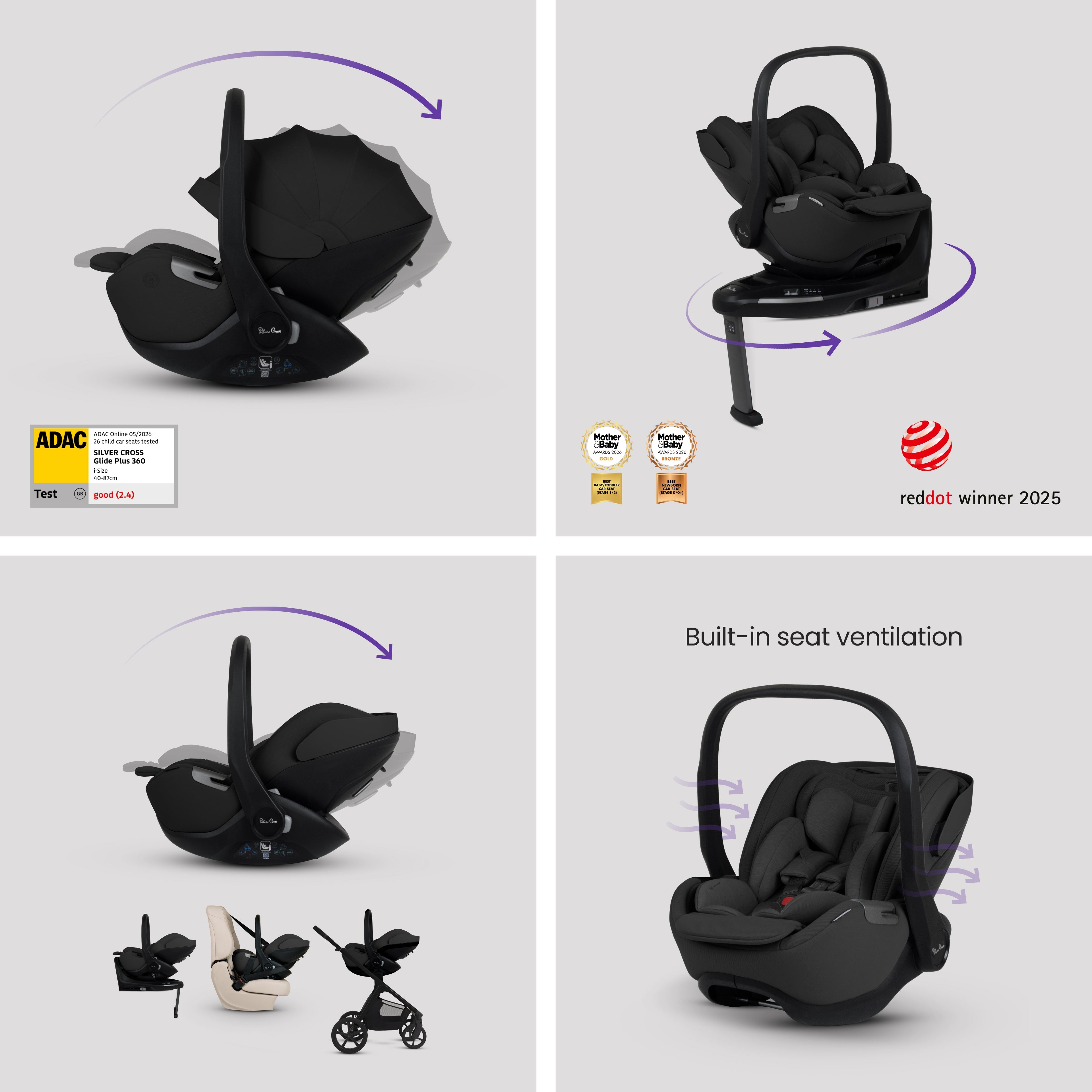 Cove 2 Onyx Travel System Ultimate 360 Infant Carrier Bundle (10 piece)