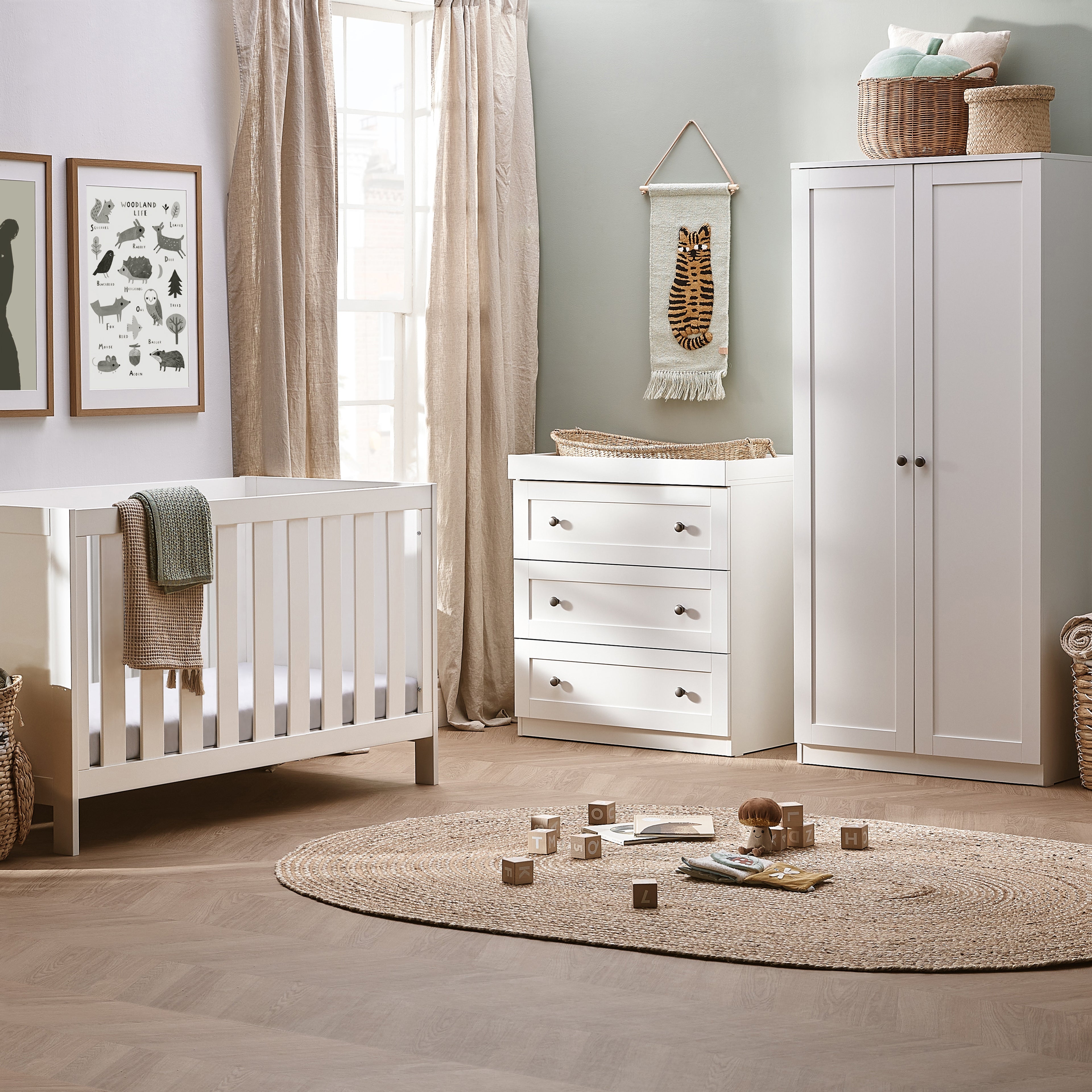 Bromley White 3 Piece Nursery Room Set With Mattress