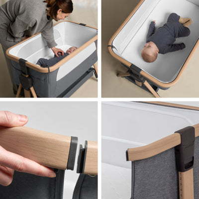 Lunar Bedside Crib Whisper Grey