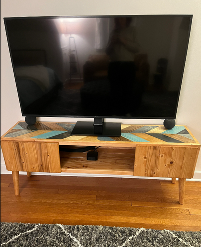 Handcrafted Wood TV Stand with Soft-Close Doors