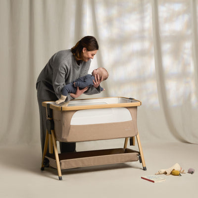 Lunar Bedside Crib Oatmeal New Arrival Bundle - Bunny Print