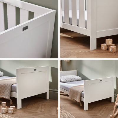Bromley White 2 Piece Nursery Set with Convertible Cot Bed to Toddler Bed & Dresser