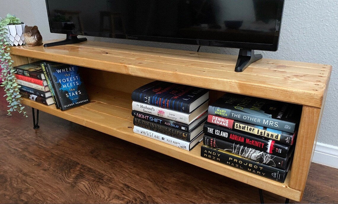 Handcrafted Wood TV Stand & Entertainment Center with DVD Storage