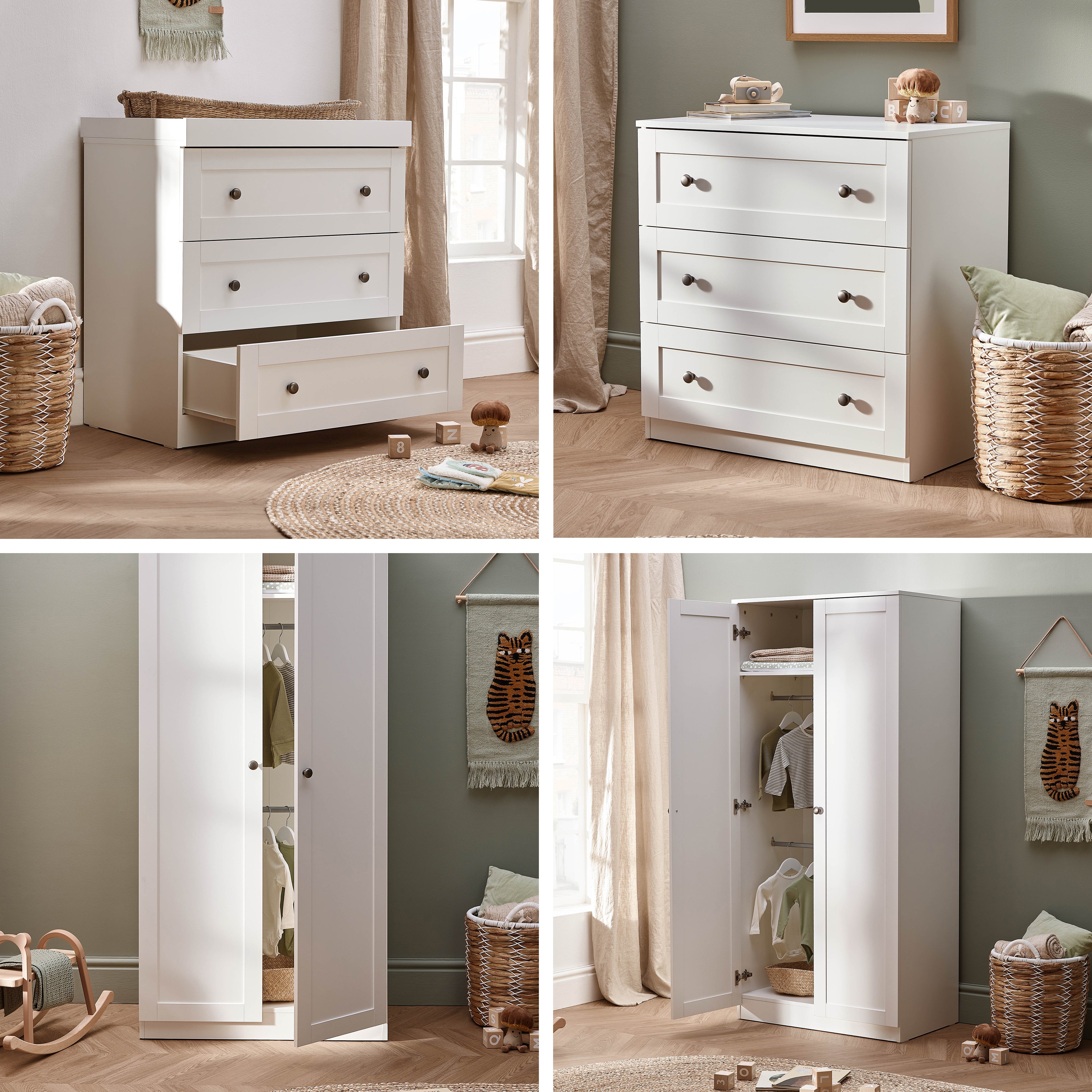 Bromley White 4 Piece Nursery Room Set With Mattress