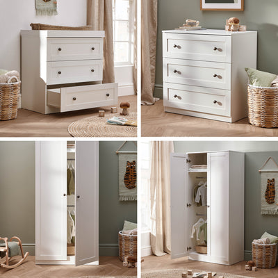 Bromley White 4 Piece Nursery Room Set With Mattress