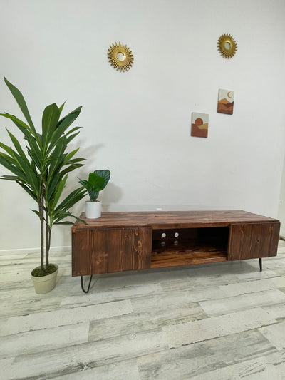 Handcrafted Wood TV Stand with Soft-Close Doors