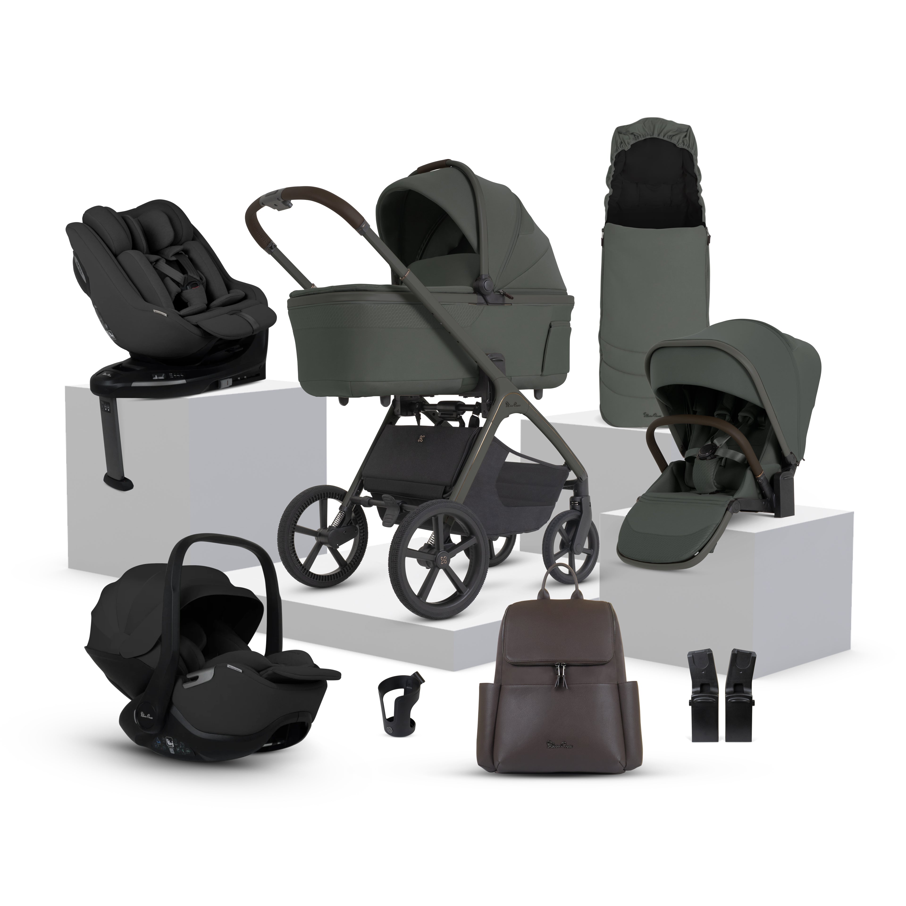 Cove 2 Pewter Travel System Ultimate 360 Family Car Seat Iconic Black Bundle (11 piece)