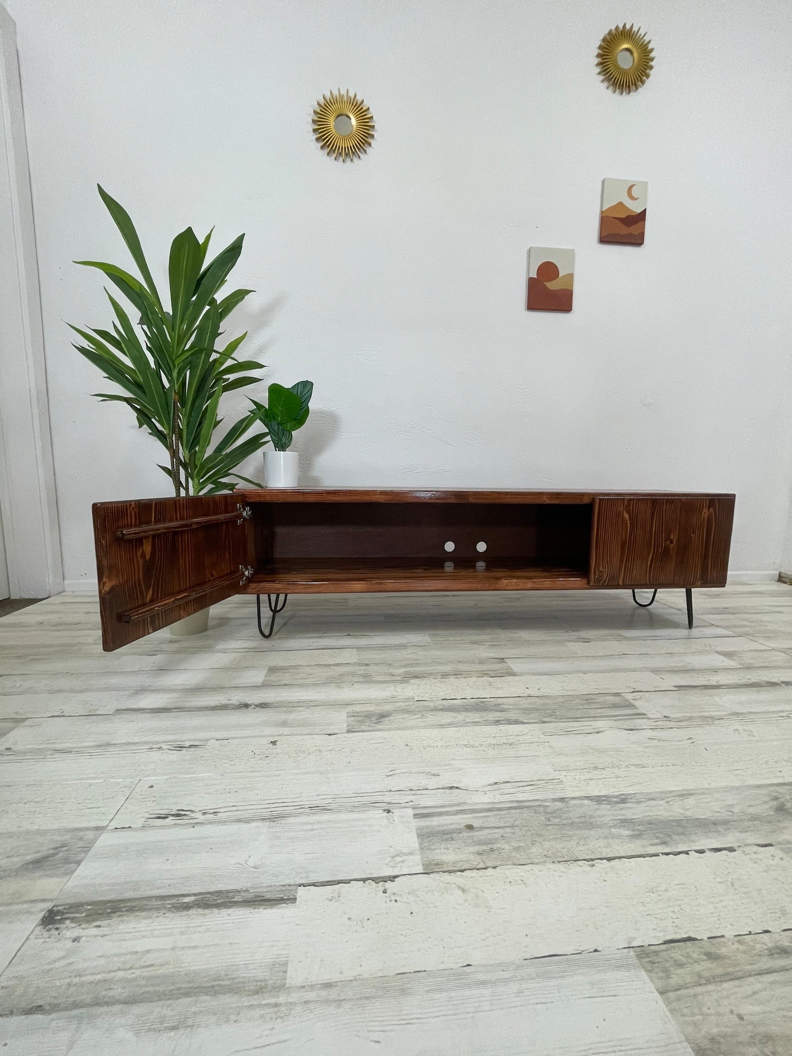 Handcrafted Wood TV Stand with Soft-Close Doors