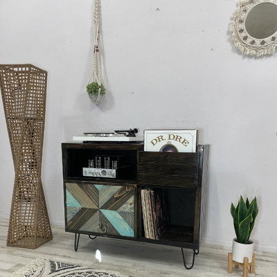 Lil Chubby with Chevron Door Vinyl Record Storage